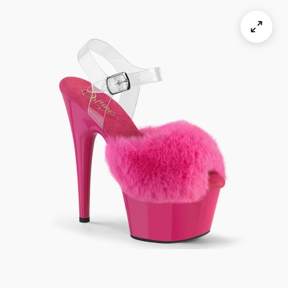 Pleaser Hot Pink Platform Heels with Faux Fur - Picture 1 of 8